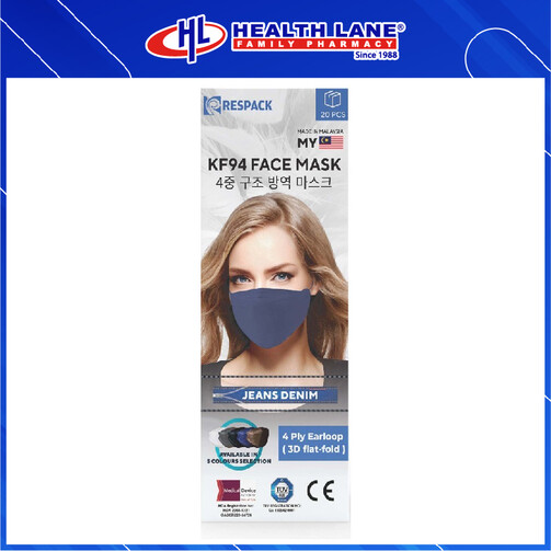 RESPACK  MASK MUKA 4PLY KF94 EARLOOP- DENIM BLUE (20'S)